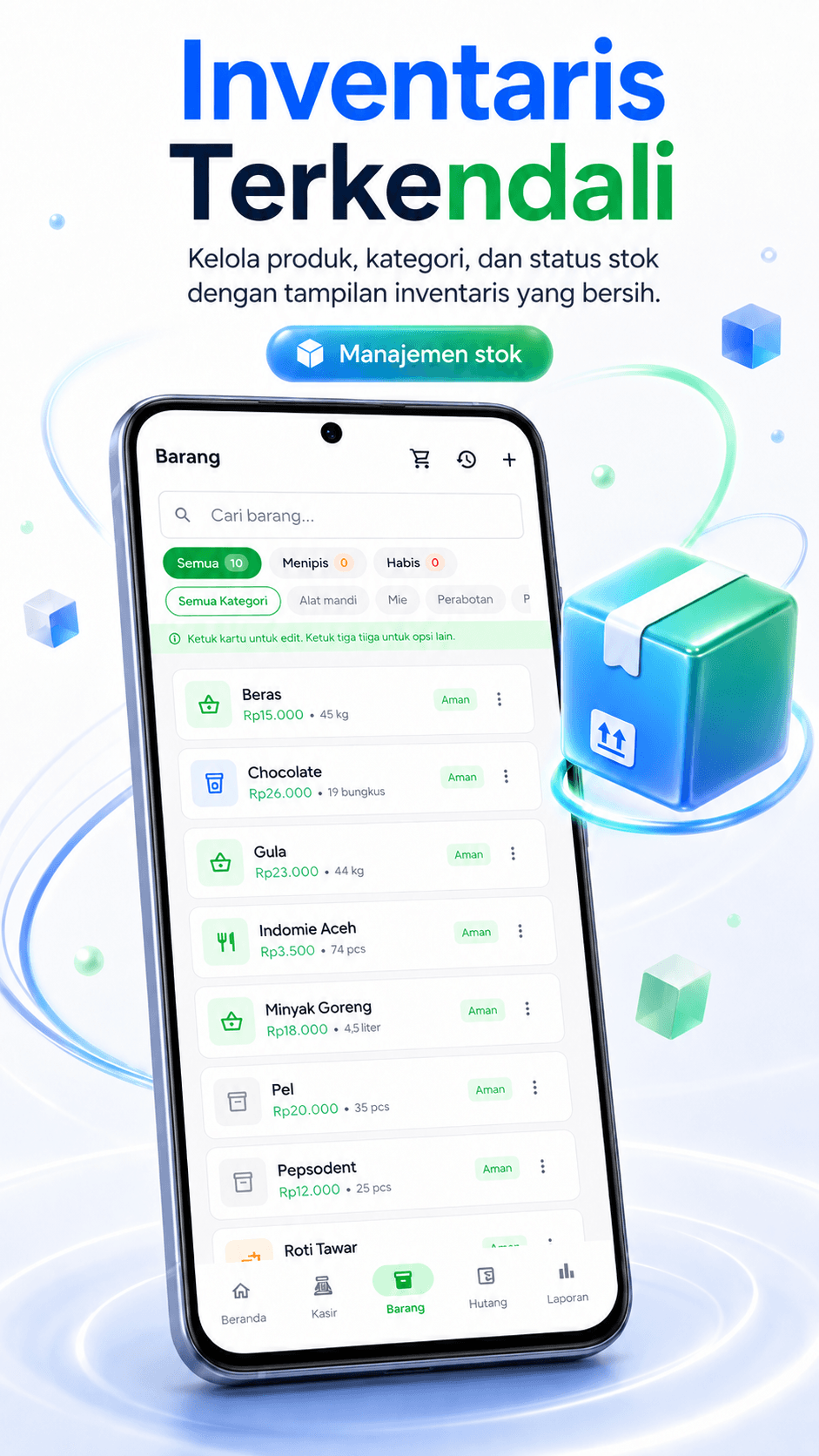 Inventaris barang - TokoRapi: Kasir UMKM